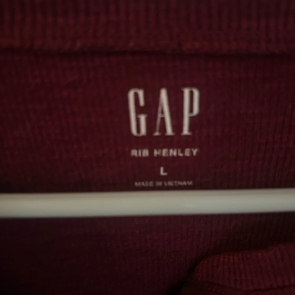 GAP Burgundy Ribbed Henley Long Sleeve Top - Picture 3 of 3